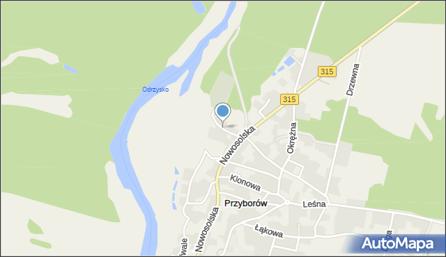 Przyborów gmina Nowa Sól, Cmentarna, mapa Przyborów gmina Nowa Sól