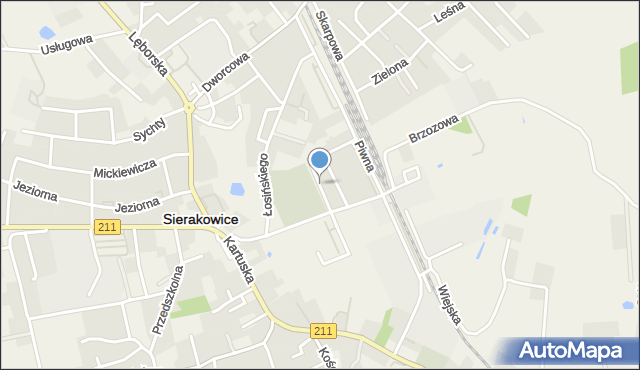 Sierakowice powiat kartuski, Cmentarna, mapa Sierakowice powiat kartuski