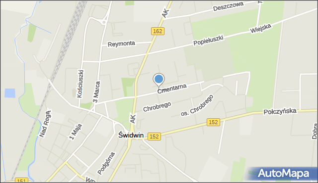 Świdwin, Cmentarna, mapa Świdwin