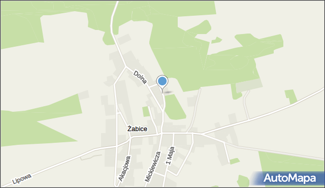 Żabice gmina Górzyca, Cmentarna, mapa Żabice gmina Górzyca