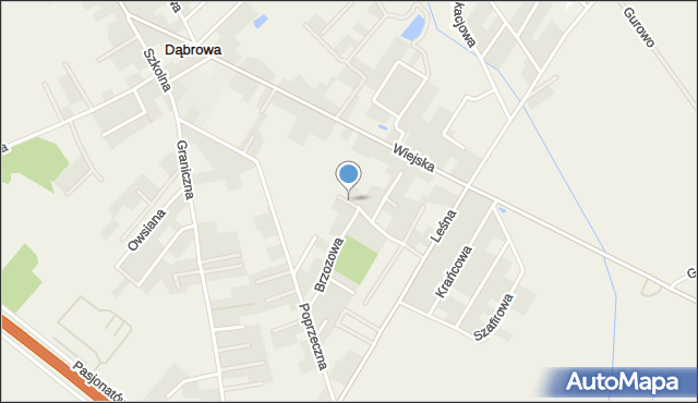Dąbrowa gmina Dopiewo, Cukrowa, mapa Dąbrowa gmina Dopiewo