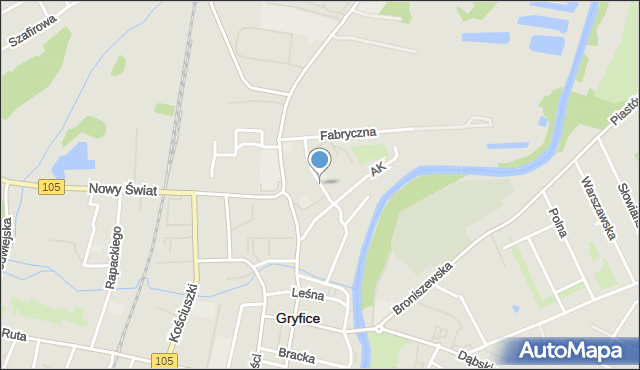 Gryfice, Cukrownicza, mapa Gryfice