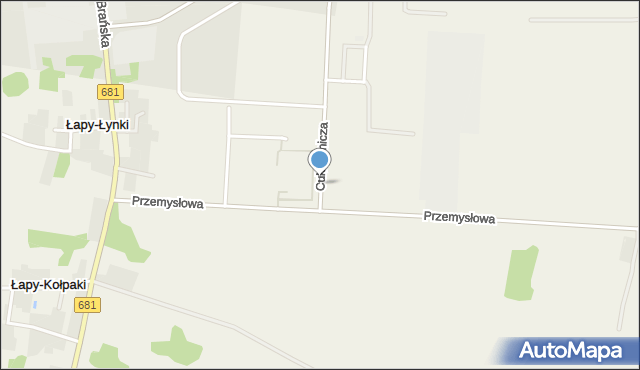Łapy-Dębowina, Cukrownicza, mapa Łapy-Dębowina