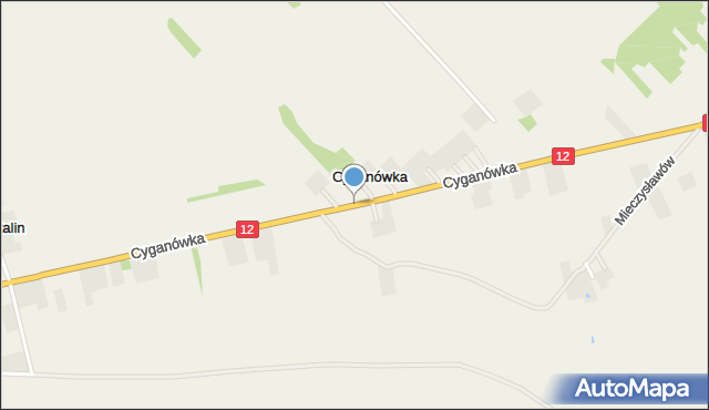 Cyganówka gmina Zwoleń, Cyganówka, mapa Cyganówka gmina Zwoleń