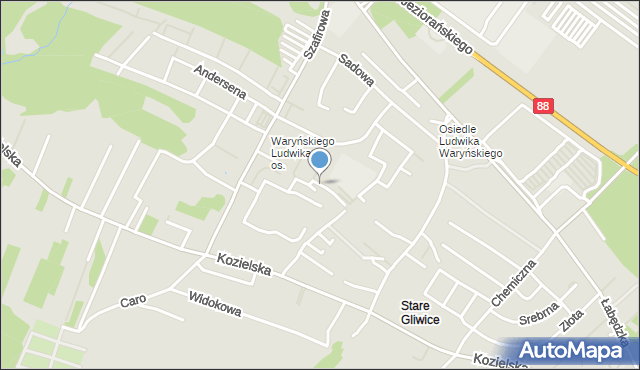 Gliwice, Cytadeli Warszawskiej, mapa Gliwic