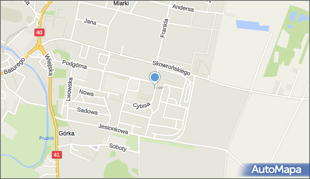 Prudnik, Cybisa, mapa Prudnik