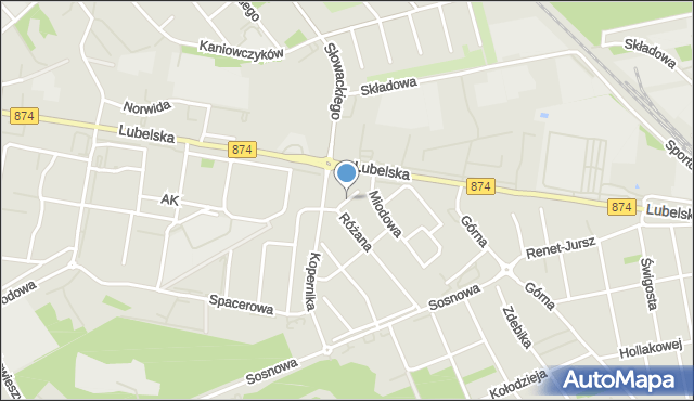 Puławy, Cyprysowa, mapa Puław