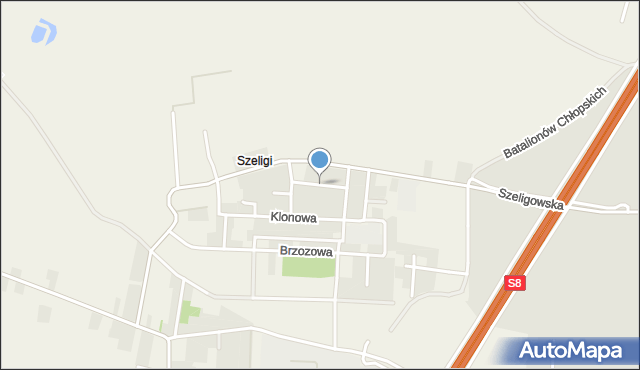 Szeligi gmina Ożarów Mazowiecki, Cyprysowa, mapa Szeligi gmina Ożarów Mazowiecki
