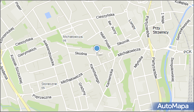 Bielsko-Biała, Czarnieckiego Stefana, hetm., mapa Bielsko-Białej
