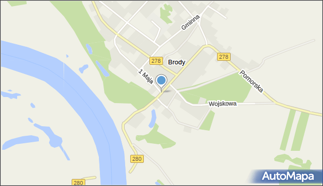 Brody gmina Sulechów, Czerwieńska, mapa Brody gmina Sulechów