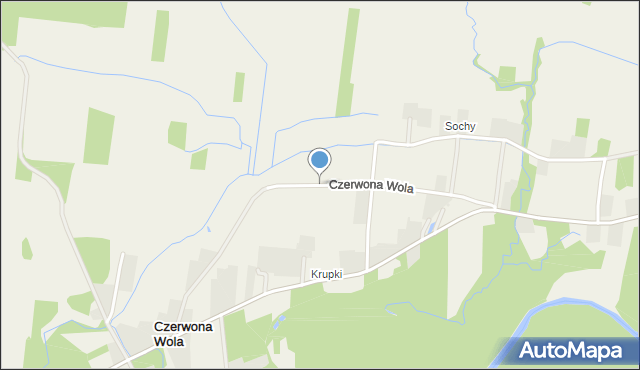 Czerwona Wola gmina Sieniawa, Czerwona Wola, mapa Czerwona Wola gmina Sieniawa