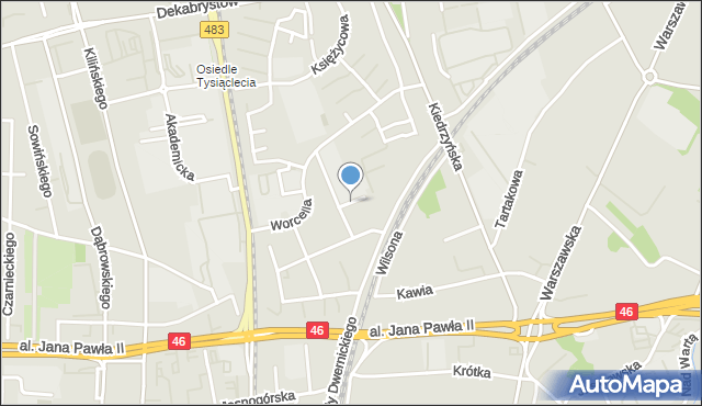 Częstochowa, Czwartaków, mapa Częstochowy