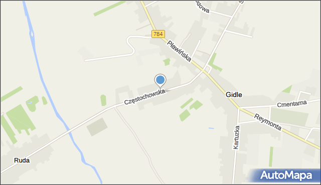 Gidle, Częstochowska, mapa Gidle