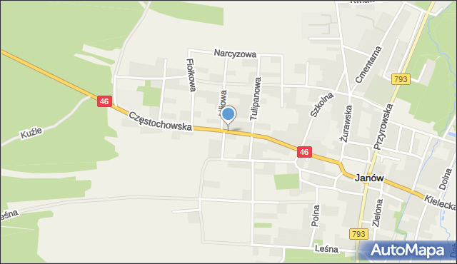 Janów powiat częstochowski, Częstochowska, mapa Janów powiat częstochowski