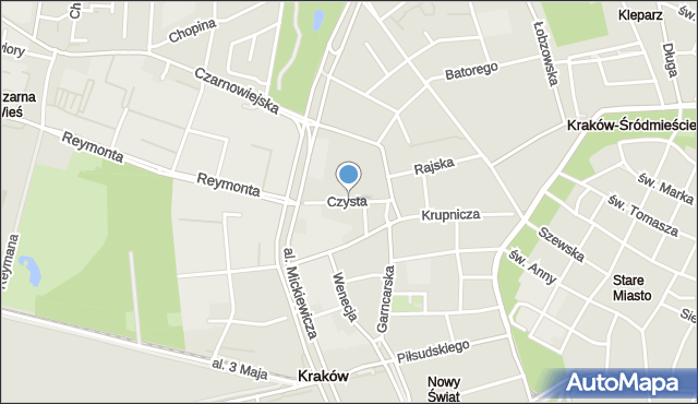 Kraków, Czysta, mapa Krakowa