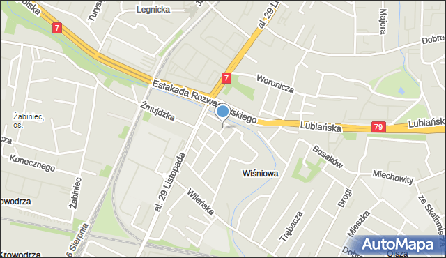 Kraków, Czerwona, mapa Krakowa