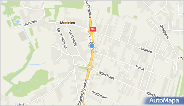 Modlnica, Częstochowska, mapa Modlnica