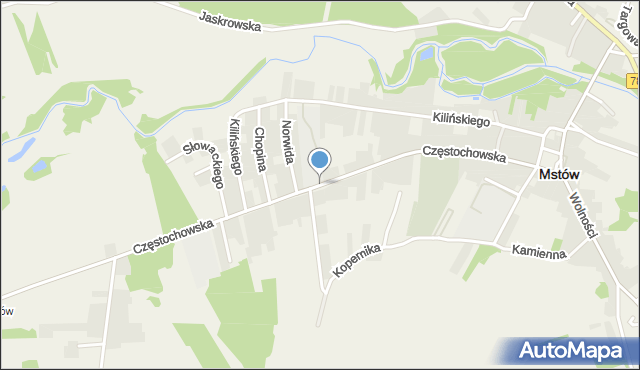 Mstów powiat częstochowski, Częstochowska, mapa Mstów powiat częstochowski