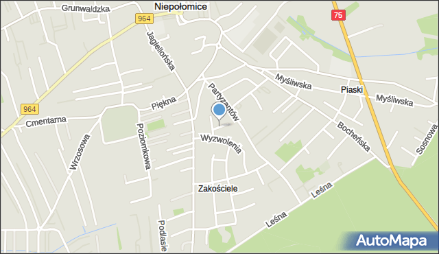 Niepołomice, Czumy Waleriana, gen., mapa Niepołomice