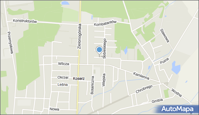 Nowa Sól, Czarnieckiego Stefana, hetm., mapa Nowa Sól