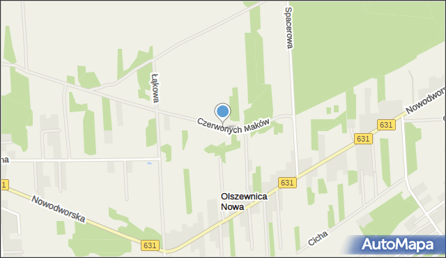 Olszewnica Nowa, Czerwonych Maków, mapa Olszewnica Nowa