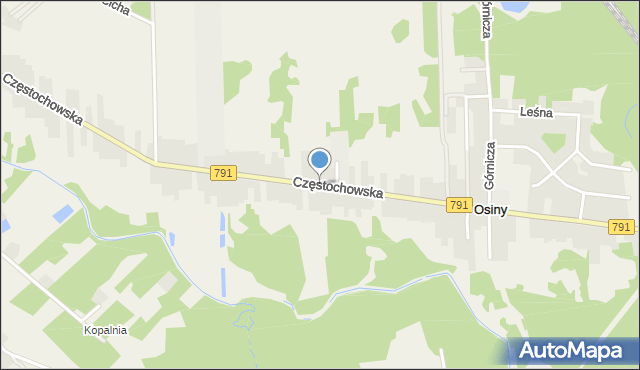 Osiny gmina Kamienica Polska, Częstochowska, mapa Osiny gmina Kamienica Polska