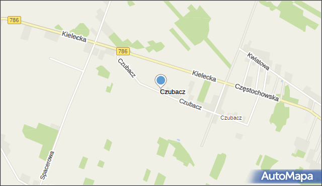 Piotrowiec gmina Łopuszno, Czubacz, mapa Piotrowiec gmina Łopuszno