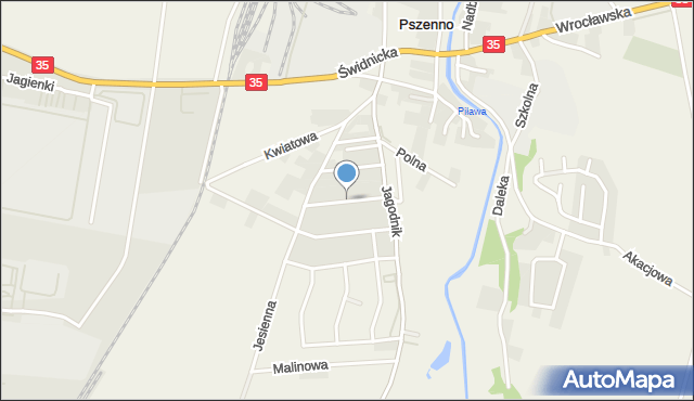 Pszenno, Czereśniowa, mapa Pszenno