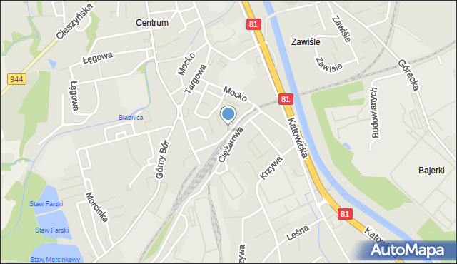 Skoczów powiat cieszyński, Czarny Chodnik, mapa Skoczów powiat cieszyński