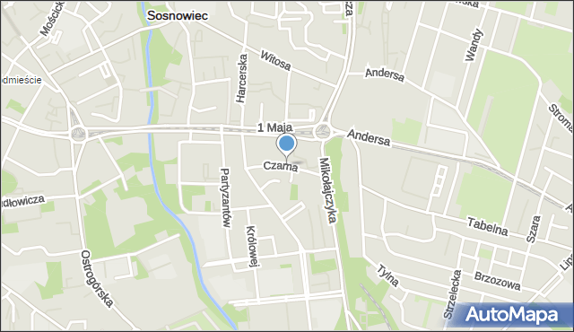 Sosnowiec, Czarna, mapa Sosnowca