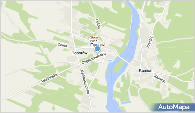 Toporów gmina Wierzchlas, Częstochowska, mapa Toporów gmina Wierzchlas