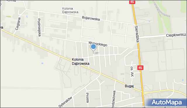 Wieluń, Czarnieckiego Stefana, hetm., mapa Wieluń