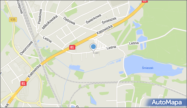 Żory, Czarna, mapa Żor