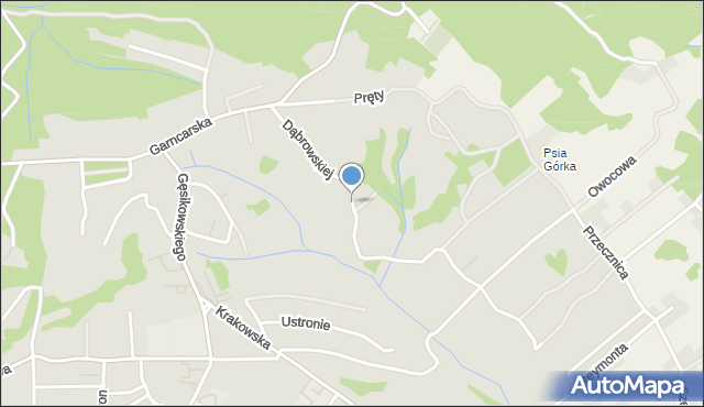Alwernia, Dąbrowskiej Marii, mapa Alwernia