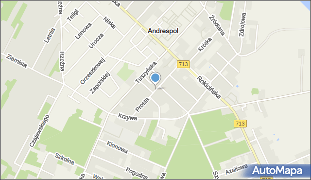 Andrespol, Dawna Świerczewskiego Karola, gen., mapa Andrespol