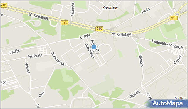 Będzin, Dawna 35 lecia PRL, mapa Będzin