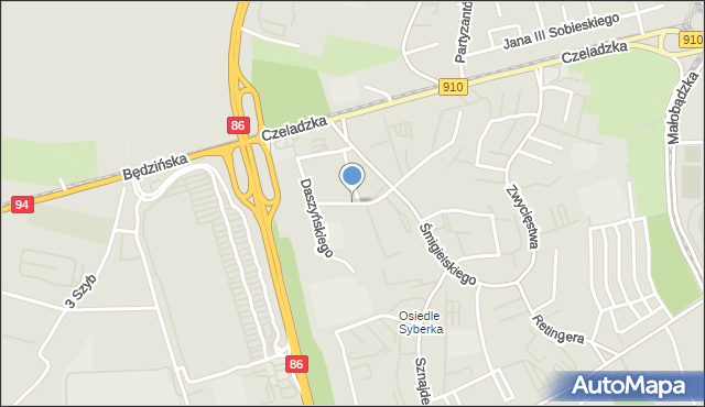 Będzin, Dawna Kniewskiego Władysława, mapa Będzin