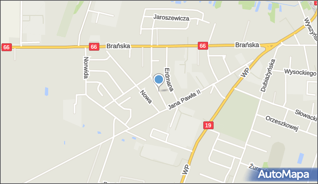 Bielsk Podlaski, Dawna Gomułki Władysława, mapa Bielsk Podlaski