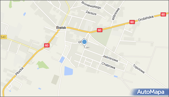 Bielsk powiat płocki, Dawna Siedzikówny Danuty, mapa Bielsk powiat płocki