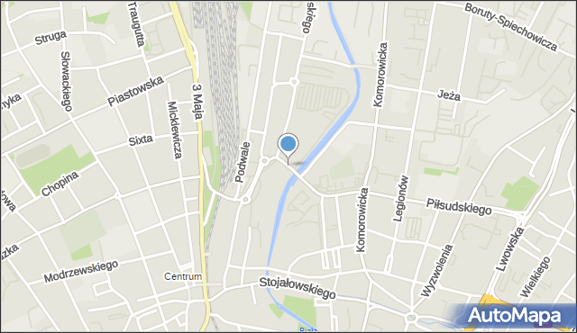 Bielsko-Biała, Dawna Most Włókniarzy, mapa Bielsko-Białej