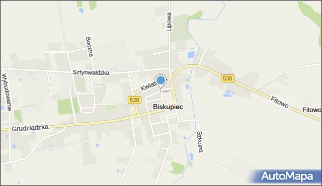 Biskupiec powiat nowomiejski, Dawna Sawickiej Hanki, mapa Biskupiec powiat nowomiejski