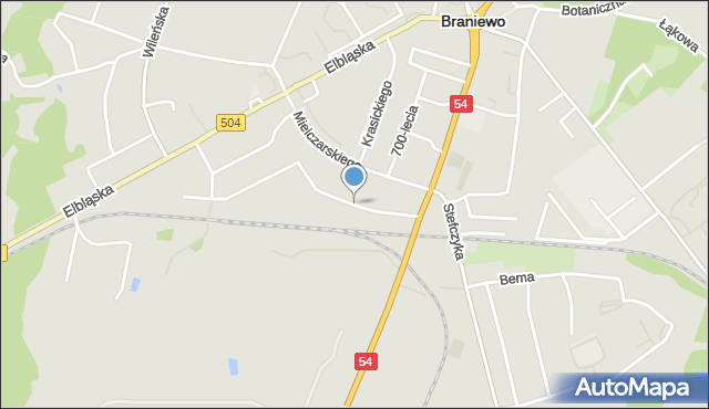 Braniewo, Dąbrowskiego, mapa Braniewo