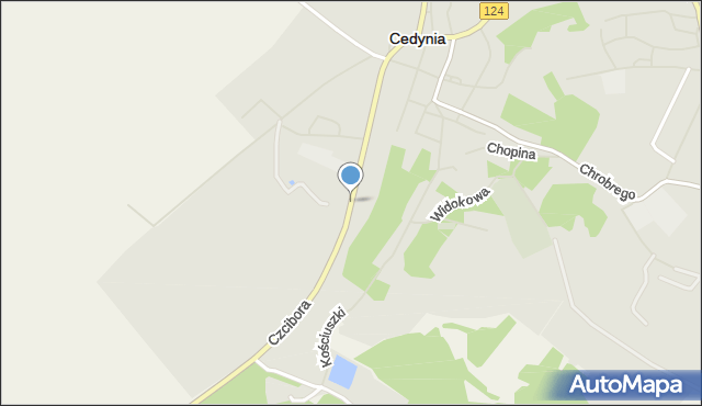 Cedynia, Dawna Obrońców Stalingradu;, mapa Cedynia