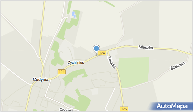 Cedynia, Dawna Roli-Żymierskiego, mapa Cedynia