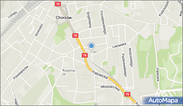 Chorzów, Damrota Konstantego, ks., mapa Chorzów