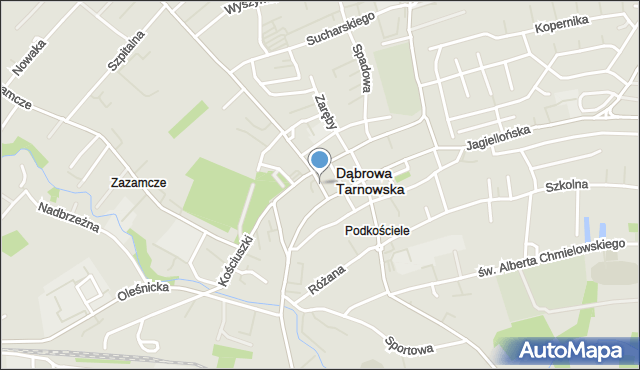 Dąbrowa Tarnowska, Daszyńskiego, mapa Dąbrowa Tarnowska