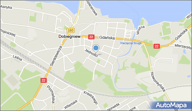 Dobiegniew powiat strzelecko-drezdenecki, Dawna Jedności Robotniczej, mapa Dobiegniew powiat strzelecko-drezdenecki