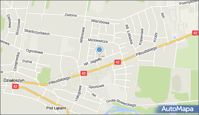 Działoszyn powiat pajęczański, Dawna Krasickiego Janka, mapa Działoszyn powiat pajęczański