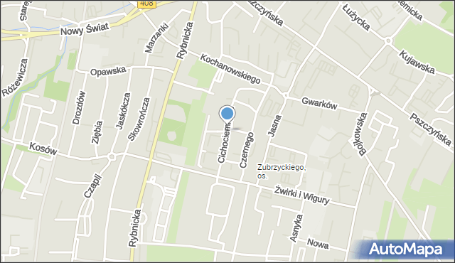 Gliwice, Dawna Zubrzyckiego Franciszka, mapa Gliwic