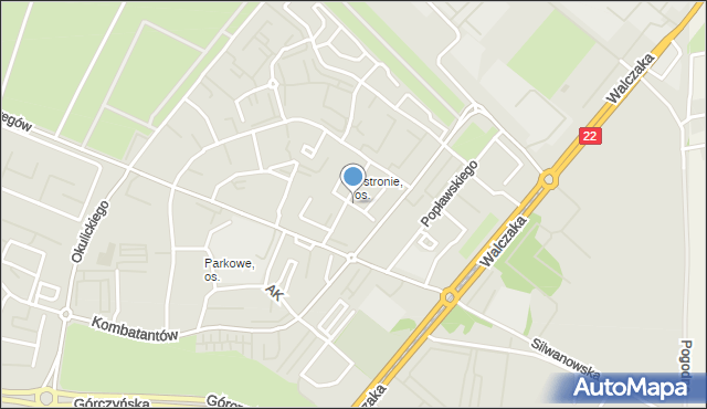 Gorzów Wielkopolski, Dawna Kleeberga Franciszka, mapa Gorzów Wielkopolski